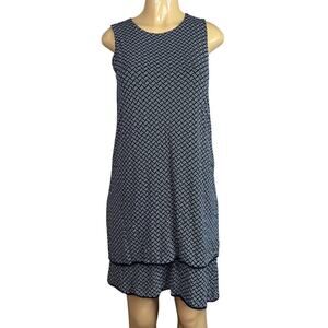 J Jill Wearever Sleeveless Layered Elliptical Dress Black White Size XS